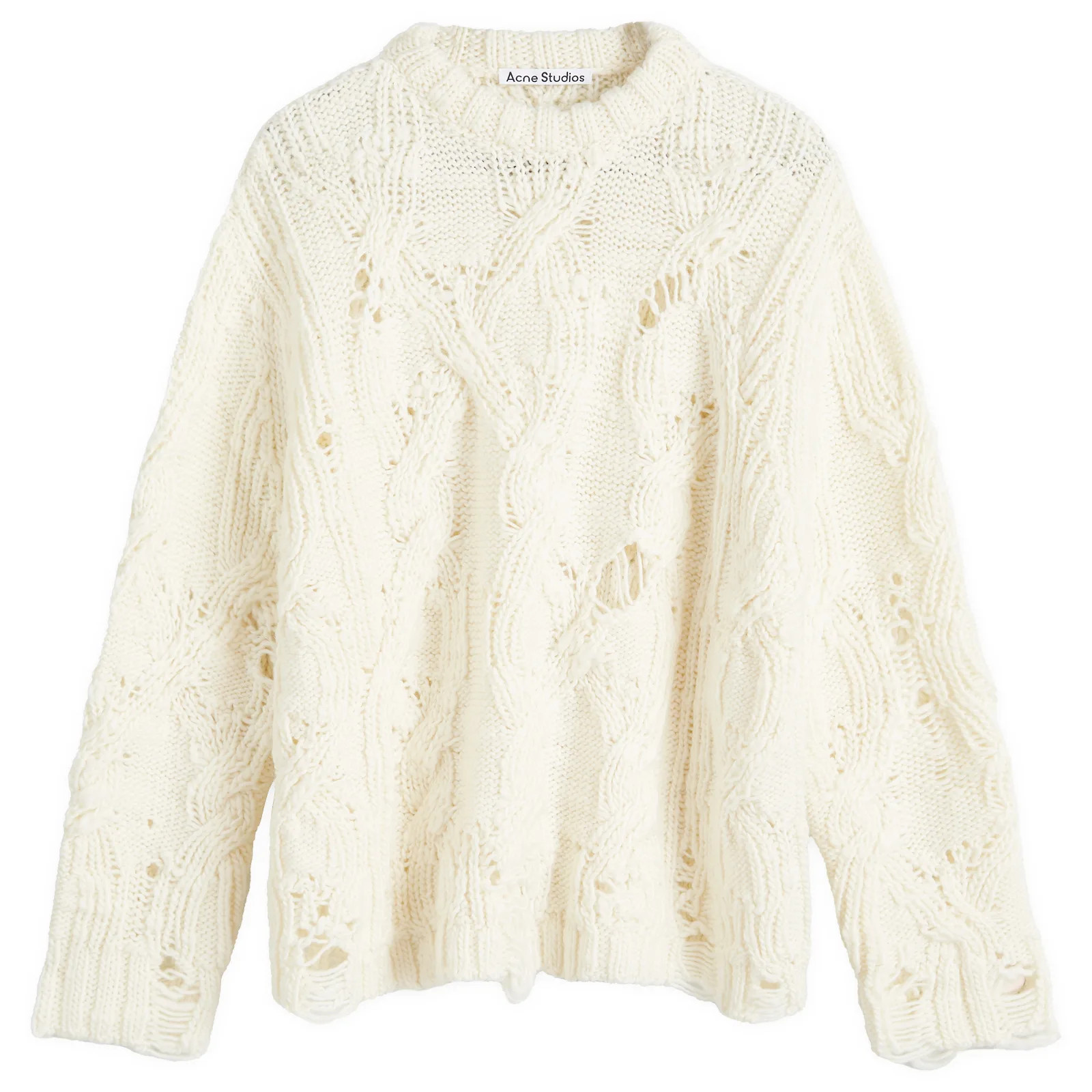 Acne Studios Women's Cable Knit Sweater in Pale Beige, Size Medium | END. Clothing | END. Clothing