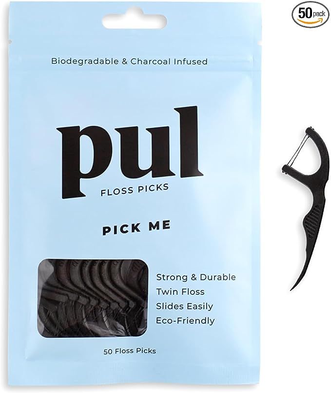 PUL Biodegradable Mint Dental Floss Picks Made from Plants - BPA Free Teeth Flossers for Minty Fr... | Amazon (US)
