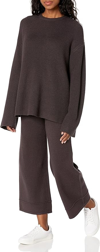 The Drop Women's Alice Crewneck Back Slit Ribbed Pullover Sweater | Amazon (US)