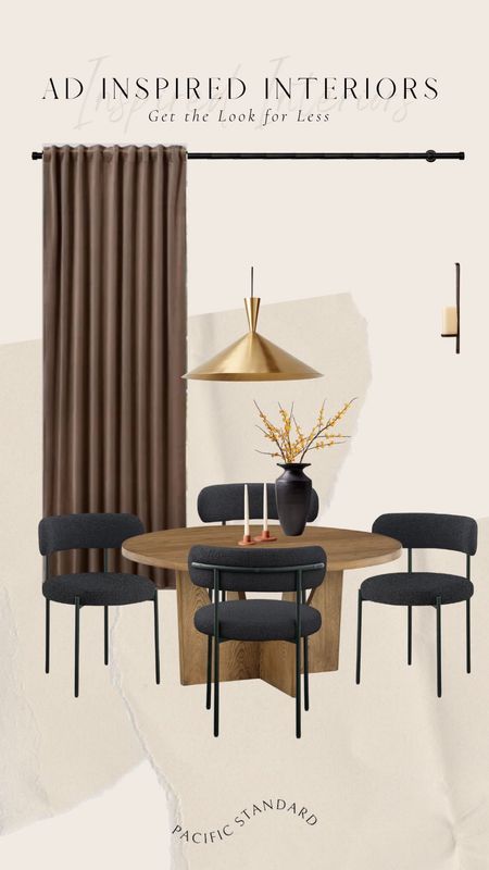 LOOK FOR LESS: AD Inspired Interiors ~ Bobby Berk Modern dining space | round table, curved back dining chair, brass pendants | #designmockup #moderndining 

#LTKhome #LTKFind