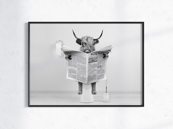 Scottish Highland Cow in Bathroom Bathroom Humor Funny | Etsy | Etsy (US)