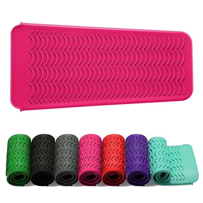 ZAXOP Resistant Silicone Mat Pouch for Flat Iron, Curling Iron,Hot Hair Tools (Hotpink) | Amazon (US)