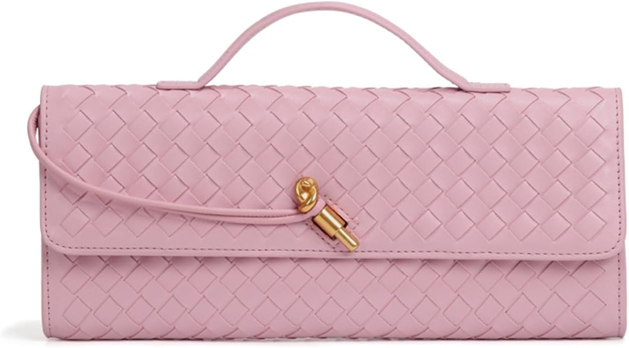 Women's for Woven Evening Bags Vegan Leather Clutch Handbags, Trendy Crossbody Bag Clutch Purses | Amazon (US)