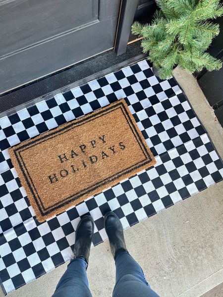 This outdoor checkered rug is the CUTEST! #outdoor #decor #christmas

#LTKunder50 #LTKhome #LTKSeasonal