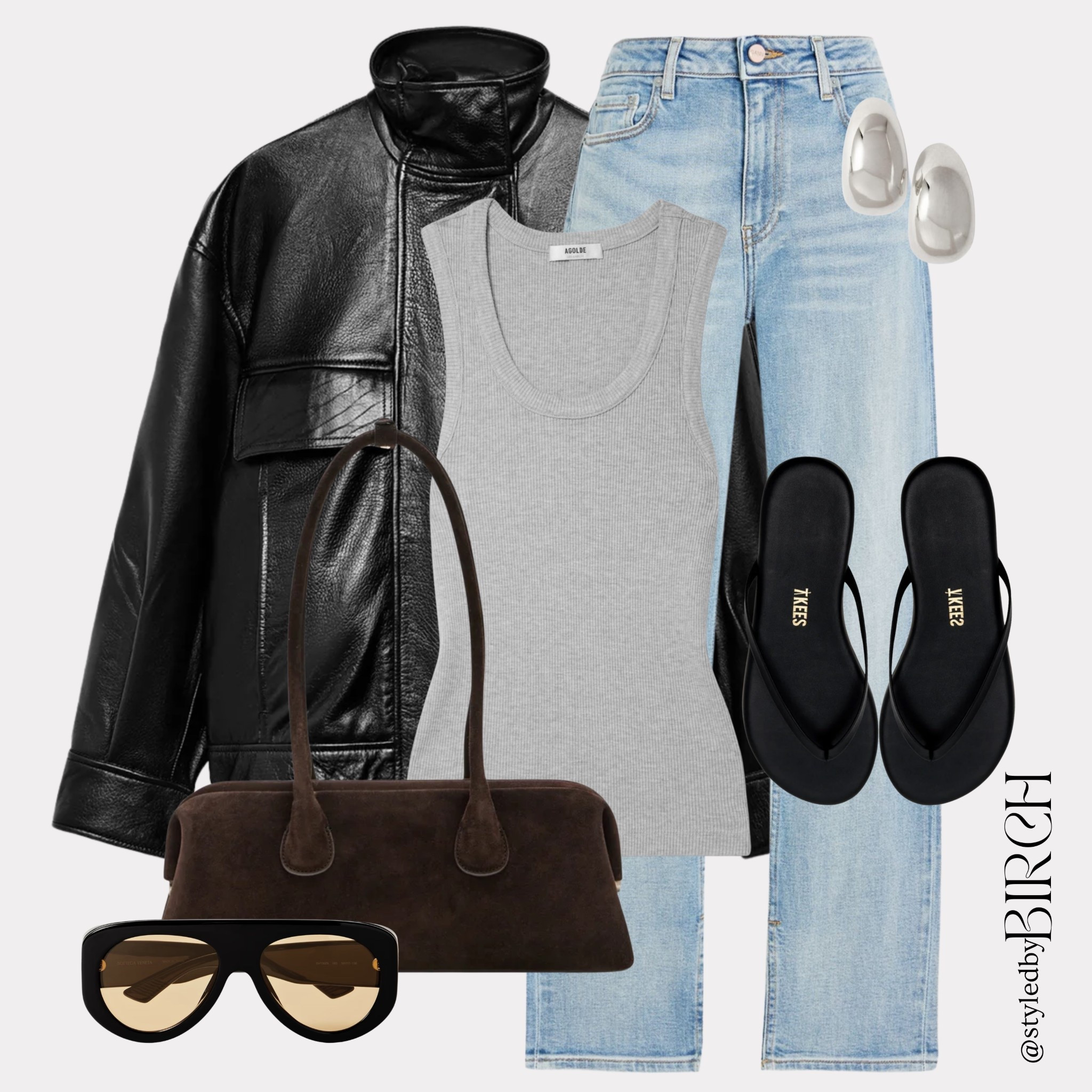 She’s back and she means business 🤎
A black leather jacket and light wash denim is one of those combinations that never needs an explanation.

#ootd #outfitinspo #leatherjacket #neutralstyle #chicstyle

Tags 🏷️
Black leather jacket, grey ribbed tank, light wash straight leg jeans, dark brown suede tote bag, black flip flops, silver oval earrings, black oversized sunglasses

#LTKxMintVelvet #LTKspring #LTKeurope