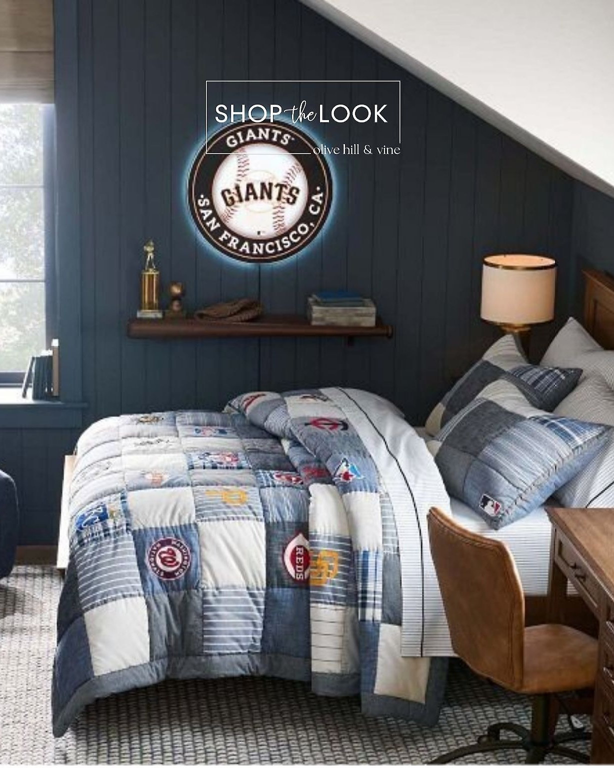 For the kid who lives and breathes baseball—especially the Giants. This room’s got timeless dark walnut furniture, a caramel leather chair, a bat shelf, and MLB bedding. Grows with him, from homeruns to homework. 

 

#LTKHome #LTKKids #LTKFamily