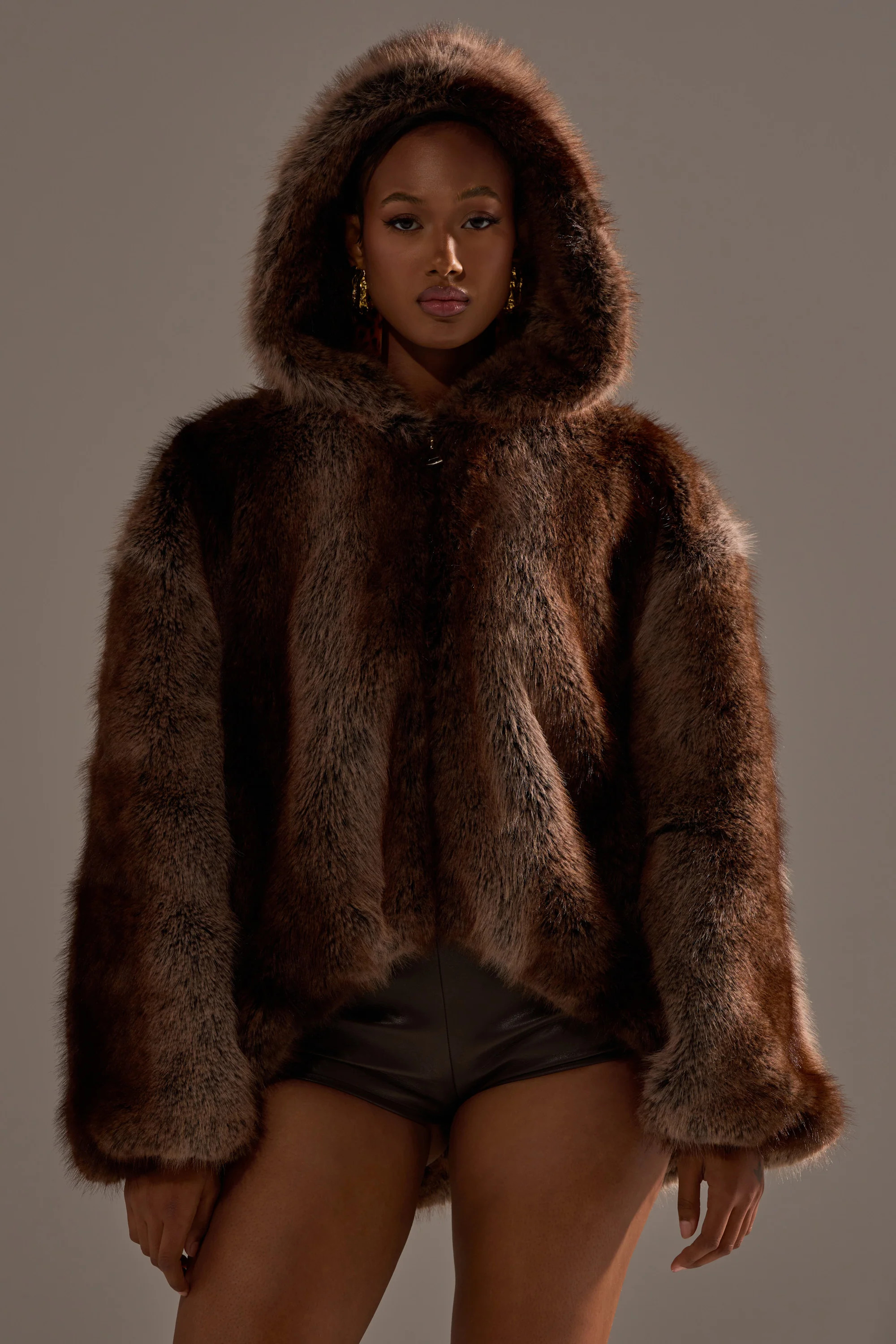 NATURAL INSTINCTS HOODED FUR BOMBER | AKIRA