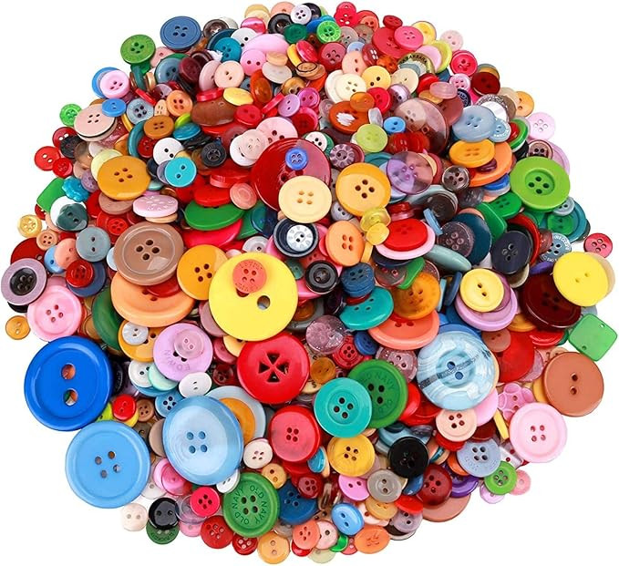 Greentime 1500 pcs Round Resin Buttons Mixed Color Assorted Sizes for Crafts Sewing DIY Manual Bu... | Amazon (US)