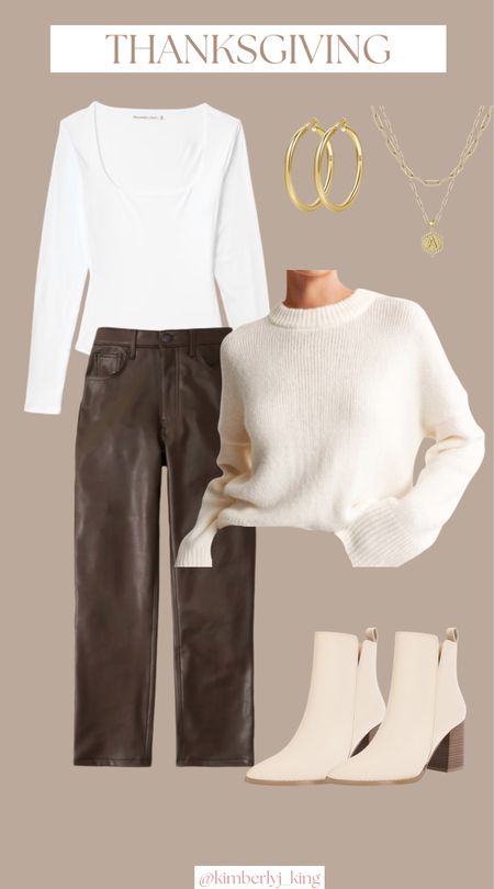 Thanksgiving outfit idea
Abercrombie brown pants
Abercrombie style 
White sweater
White body suit 
White booties 
Fall outfit idea
Fall date night outfit 
Holiday outfit 


#LTKstyletip #LTKfindsunder50 #LTKHoliday