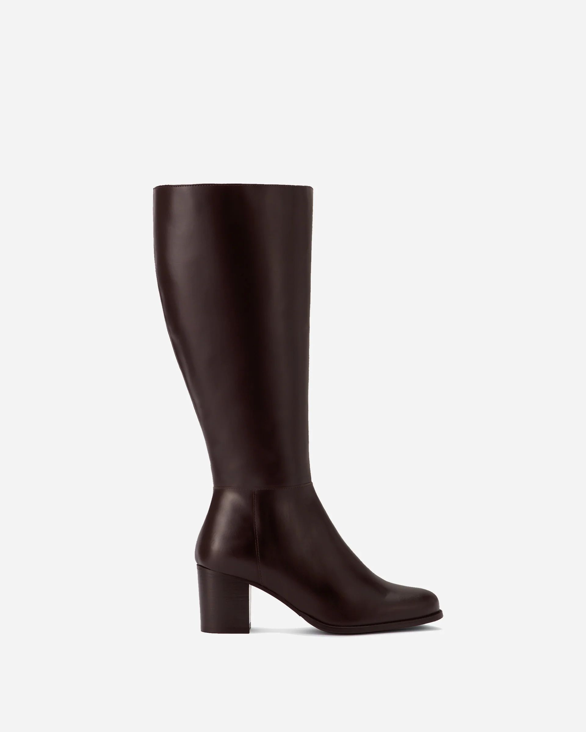 Dalia Petite Knee High Boots in Brown Leather | DuoBoots