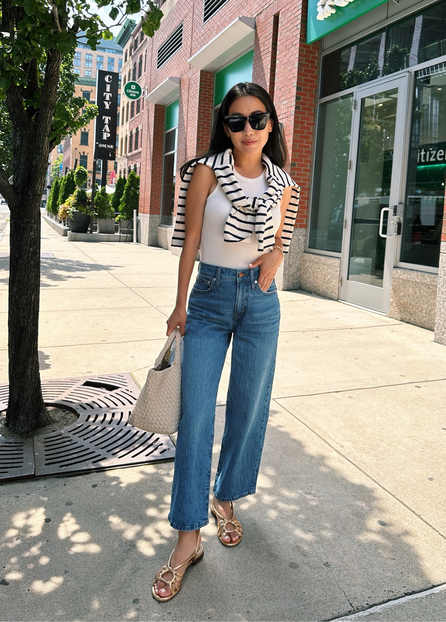 Fashion Look Featuring DKNY Shapewear and Madewell Cropped Jeans
