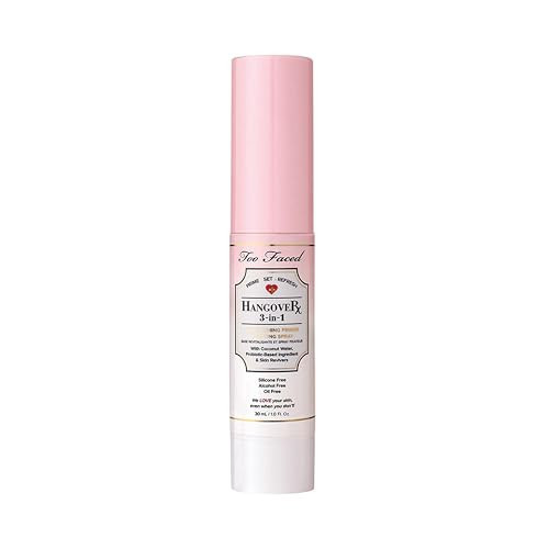 Too Faced Hangover 3-in-1 Primer & Setting Spray | Soothing & Hydrating Setting Spray for Face Makeup | Coconut Water | Travel Size, 1 Fl Oz, Clear | Amazon (US)