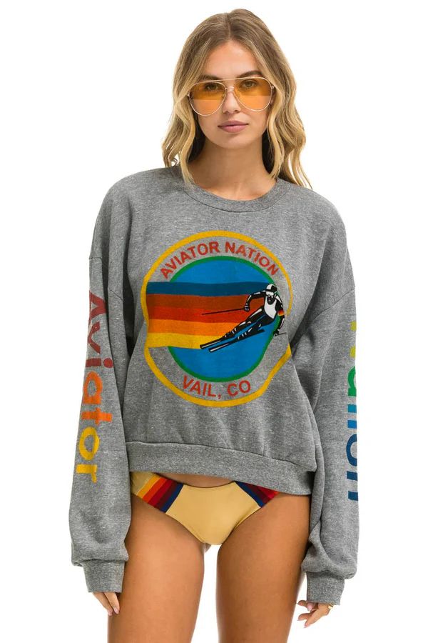 AVIATOR NATION VAIL RELAXED CREW SWEATSHIRT - HEATHER GREY | Aviator Nation