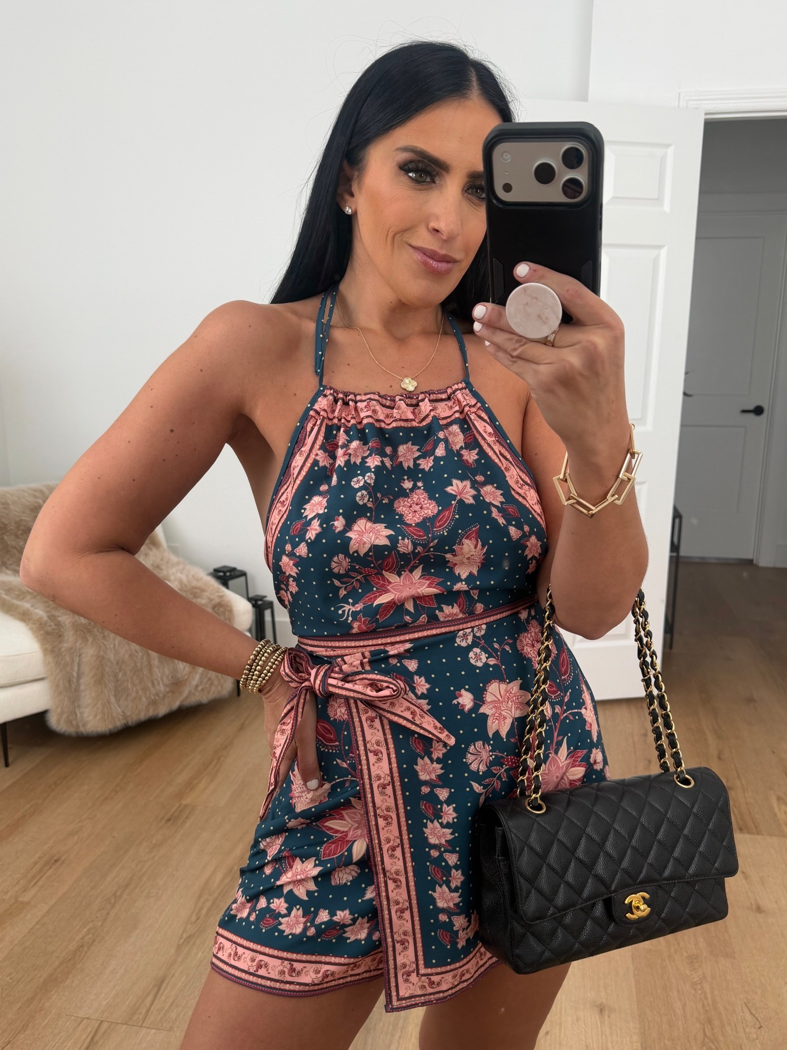 Farm Rio inspired Women's Boho 2 Piece Outfit wearing size medium. 