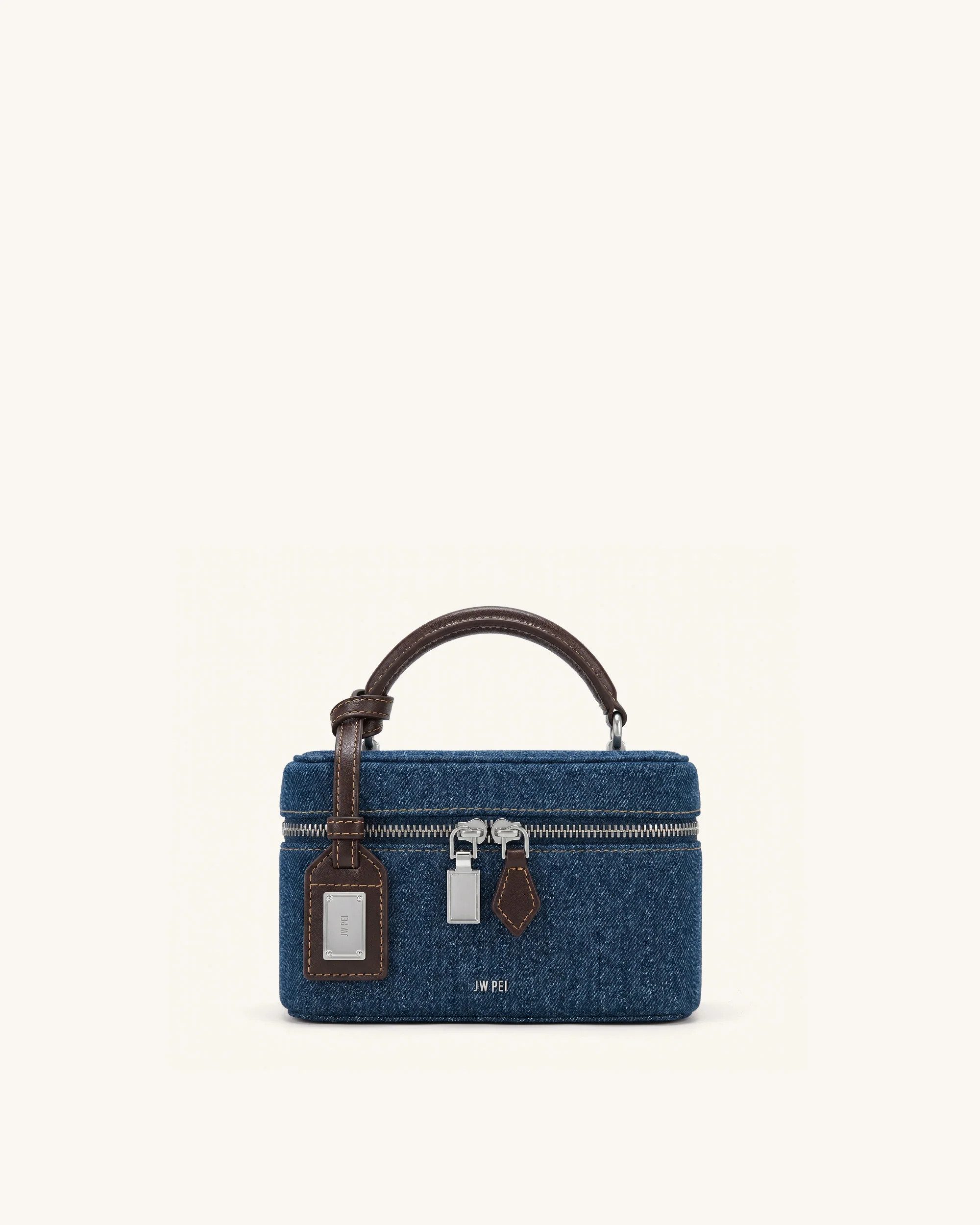 Cleo Box Shape Top Handle Bag - Dark Blue Denim | JW PEI US