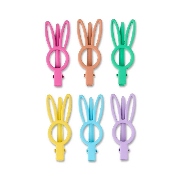 Easter Multicolor Rabbit Hair Clips, 6 Pieces, by Way To Celebrate | Walmart (US)