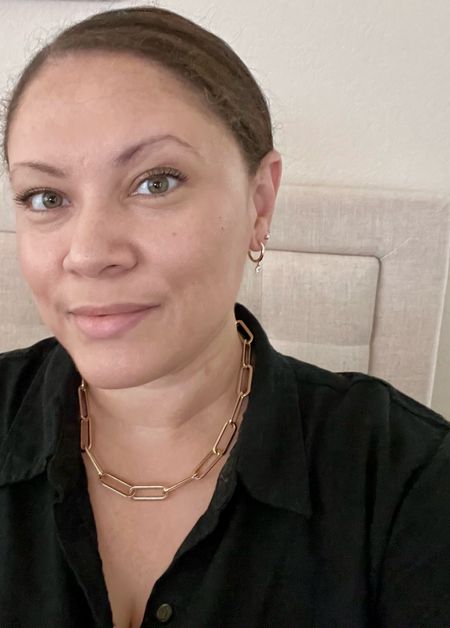 Forty-five and fresh faced. Focusing on my minimal jewelry. Thick chain necklace and topaz drop earrings.

#LTKStyleTip #LTKOver40 #LTKMidsize