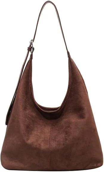 Brown Suede Purse Faux Suede Tote Bag Leather Hobo Bags for Women Slouchy Hobo Bag Fall Purse Sho... | Walmart (US)