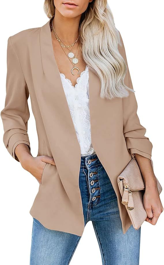 Ofenbuy Women Casual Blazer Long Sleeve Open Front Business Work Office Jackets Blazers | Amazon (US)