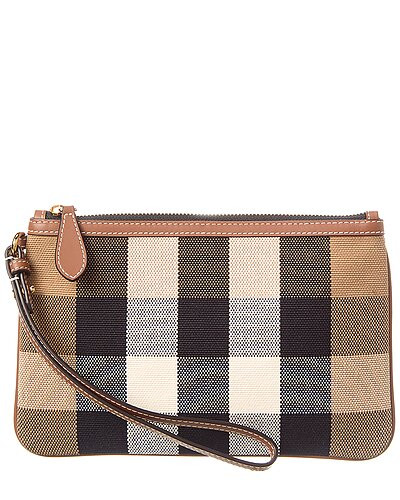 Check Canvas & Leather Pouch | Rue La La