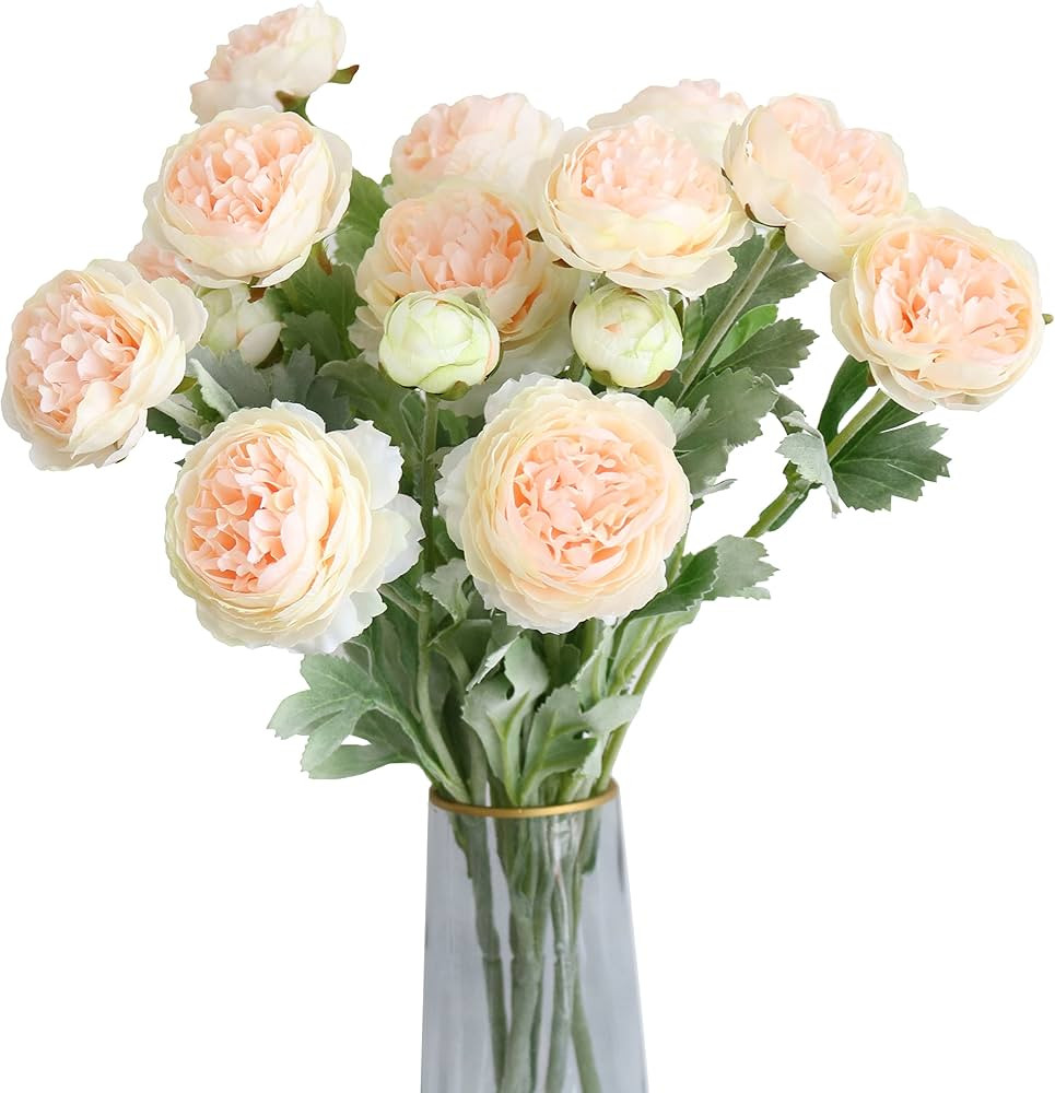 6PCS Artificial Ranunculus Flowers with Real Touch Stem Silk Ranunculus Flowers for Household Arr... | Amazon (US)