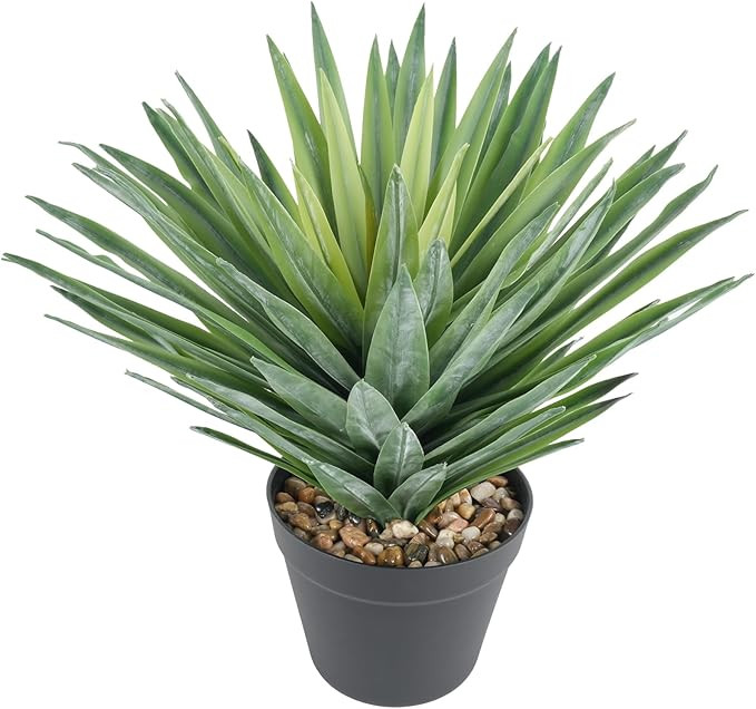 Velener Artificial Agave Plant in Black Pot with Real Stone Pebbles, Large Fake Agave Plants for ... | Amazon (US)