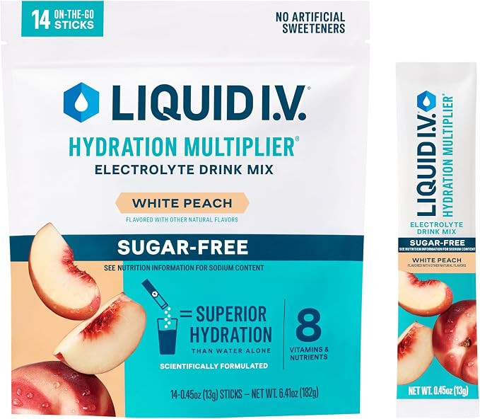Liquid I.V. Sugar Free Hydration Electrolytes, White Peach, 14 Count | Scientifically Formulated ... | Amazon (US)