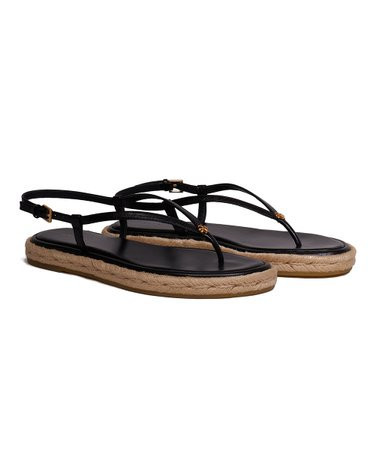 Tory Burch Black Leather Espadrille Thong Sandal - Women | Zulily