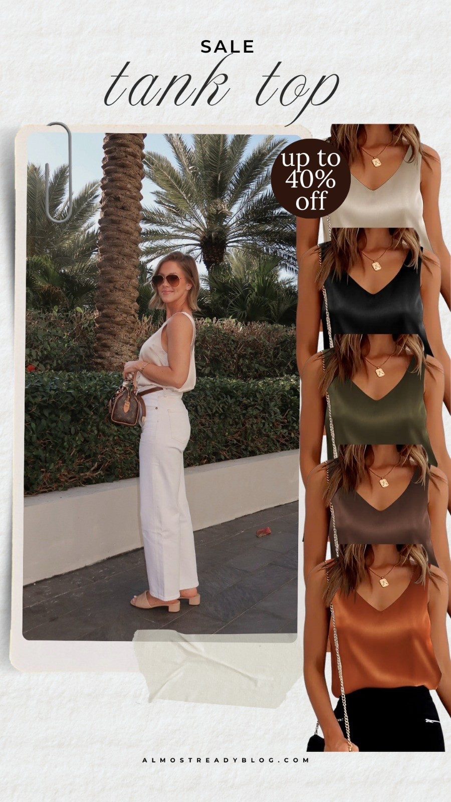 This top is from Amazon // I am wearing a small! Jeans are a 25 🤍

amazon deals, amazon tank tops, satin tank top, silk tank top, vacation outfit, amanda west, almostreadyblog

#LTKOver40 #LTKPetite #LTKSaleAlert