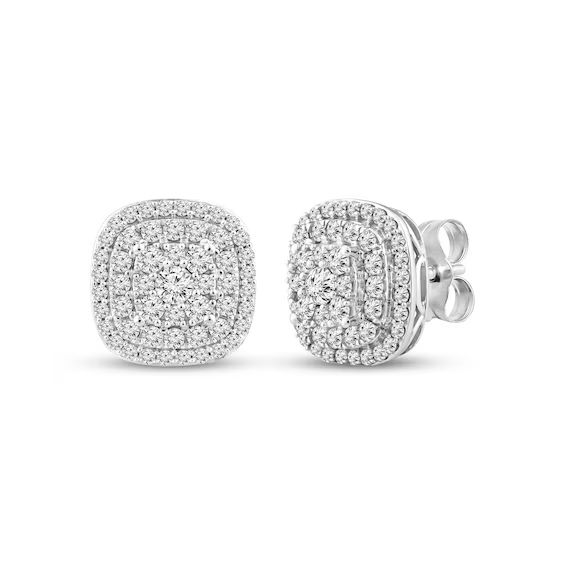 Lab-Created Diamonds by KAY Cushion-Shaped Stud Earrings 1 ct tw 10K White Gold | Kay Jewelers