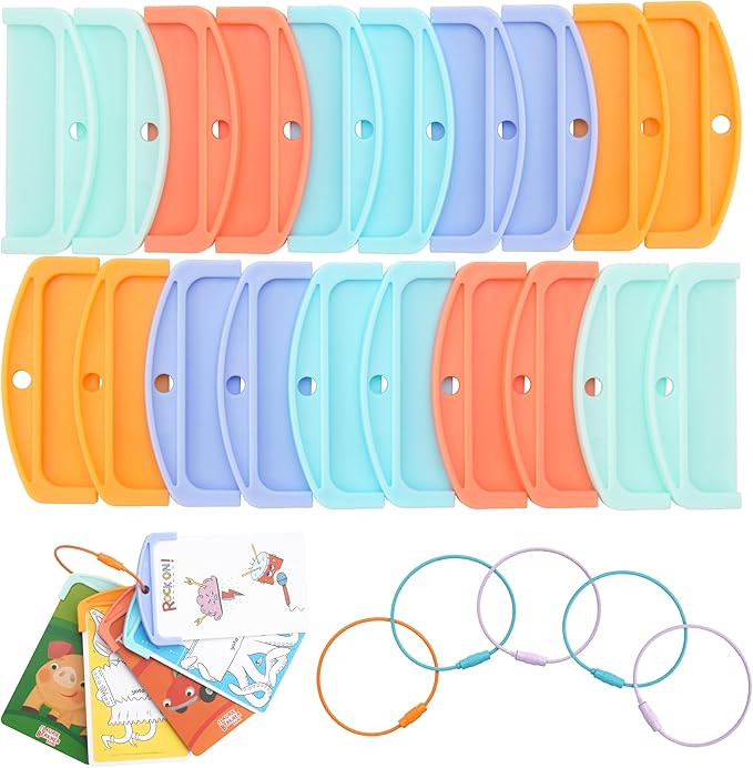 20Pcs Reusable Plastic Card Holder for Yoto Cards with 6 Ring Loops Portable Card Holder for Yoto... | Amazon (US)