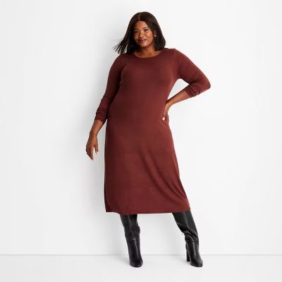 Women's Long Sleeve Ribbed Midi Bodycon Dress - A New Day™ | Target