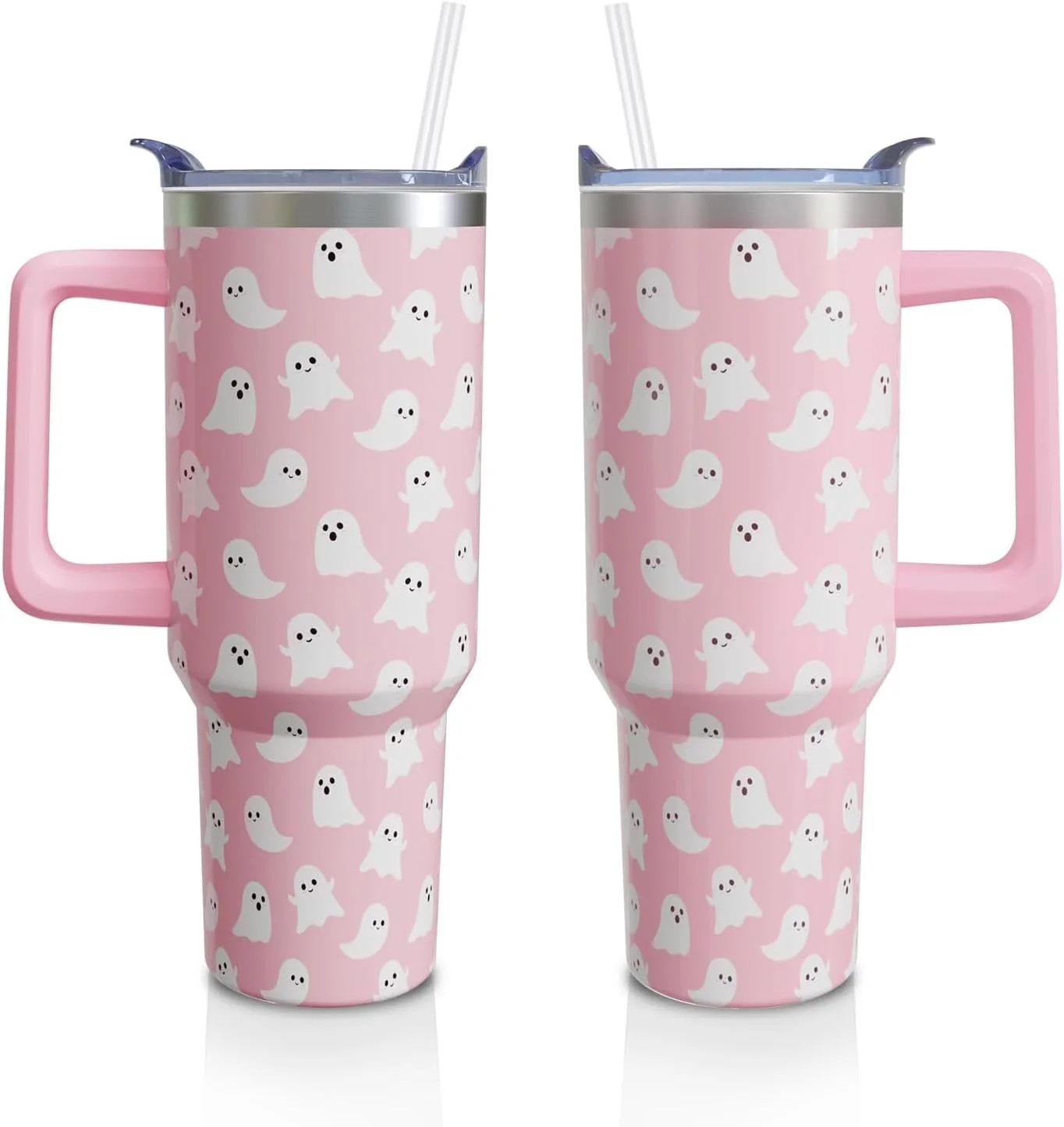 Halloween Ghosts 40 Oz Tumbler with Handle and Straw, Cute Spooky Stainless Steel Double Walled V... | Walmart (US)