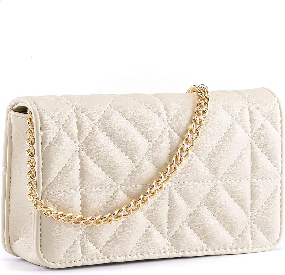 Small Quilted Crossbody Bags for Women Shoulder Bag Clutch Purses Handbags with Gold Chain | Amazon (US)