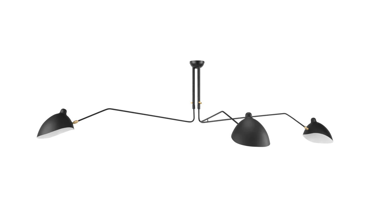 Mouille Ceiling - Mouille Ceiling Lamp 3 Arms, Black, W98 in | Interior Icons