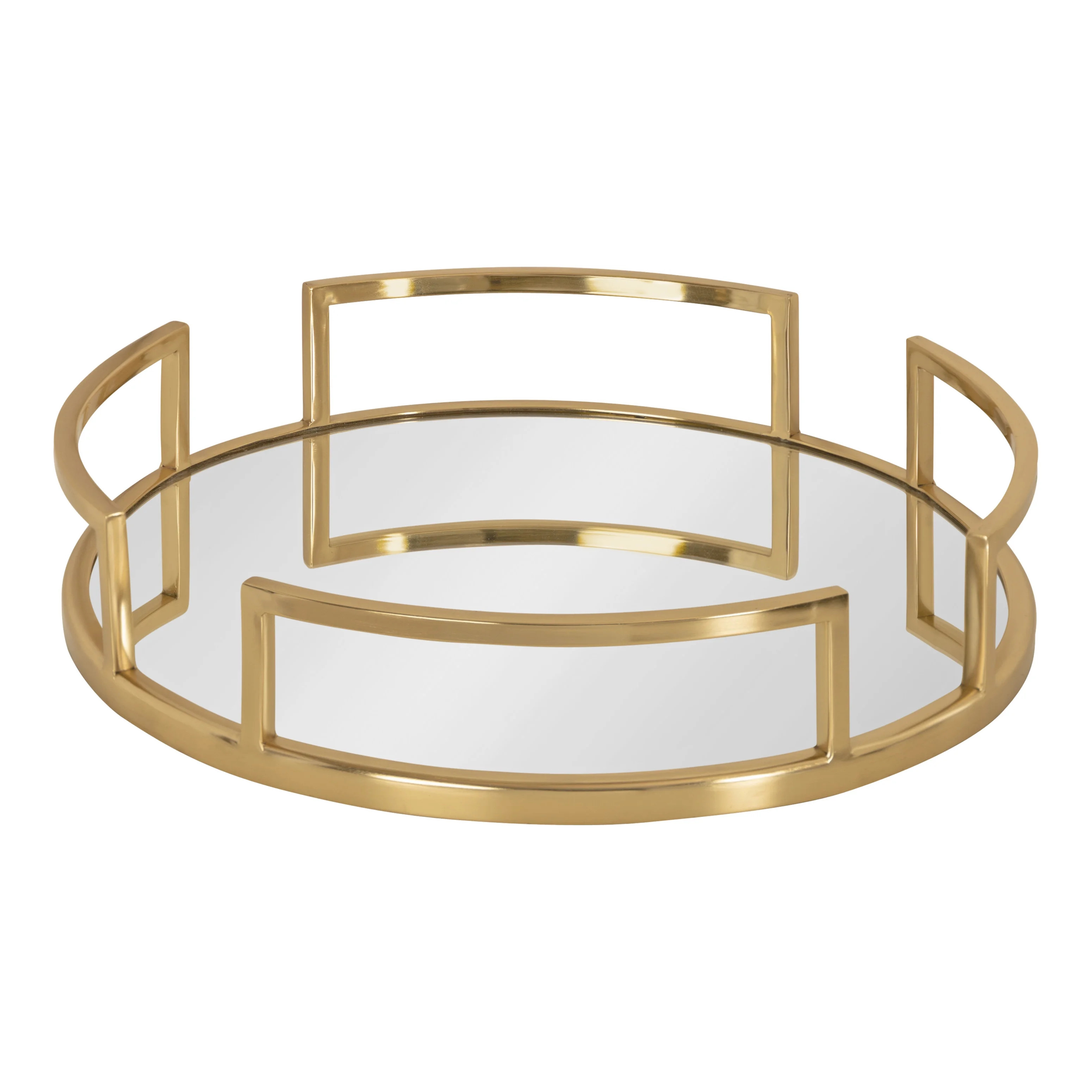 Kate and Laurel Gohana Modern Mirrored Tray, 16 Inch Diameter, Gold, Decorative Round Mirror Tray... | Walmart (US)