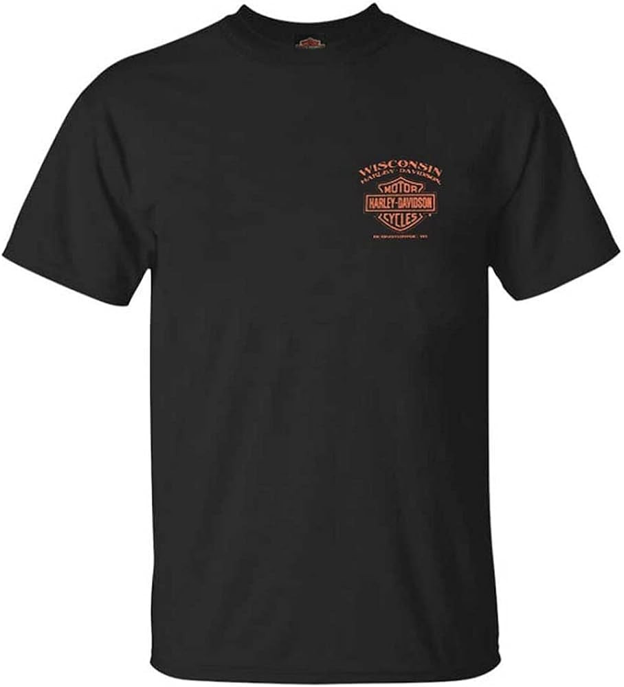 Harley-Davidson Men's Eagle Piston Short Sleeve Crew-Neck Cotton T-Shirt - Black | Amazon (US)