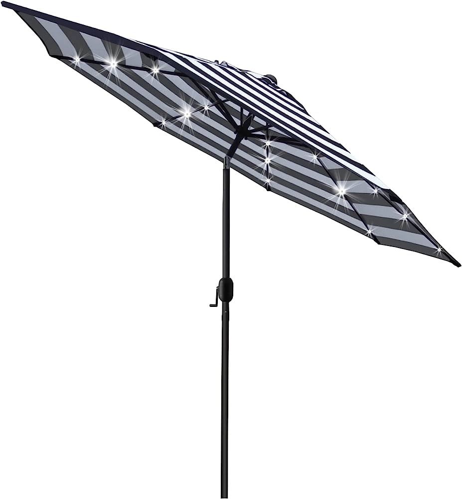 Sunnyglade 9' Solar 24 LED Lighted Umbrella with 8 Ribs Adjustment and Crank Lift System for Pati... | Amazon (US)
