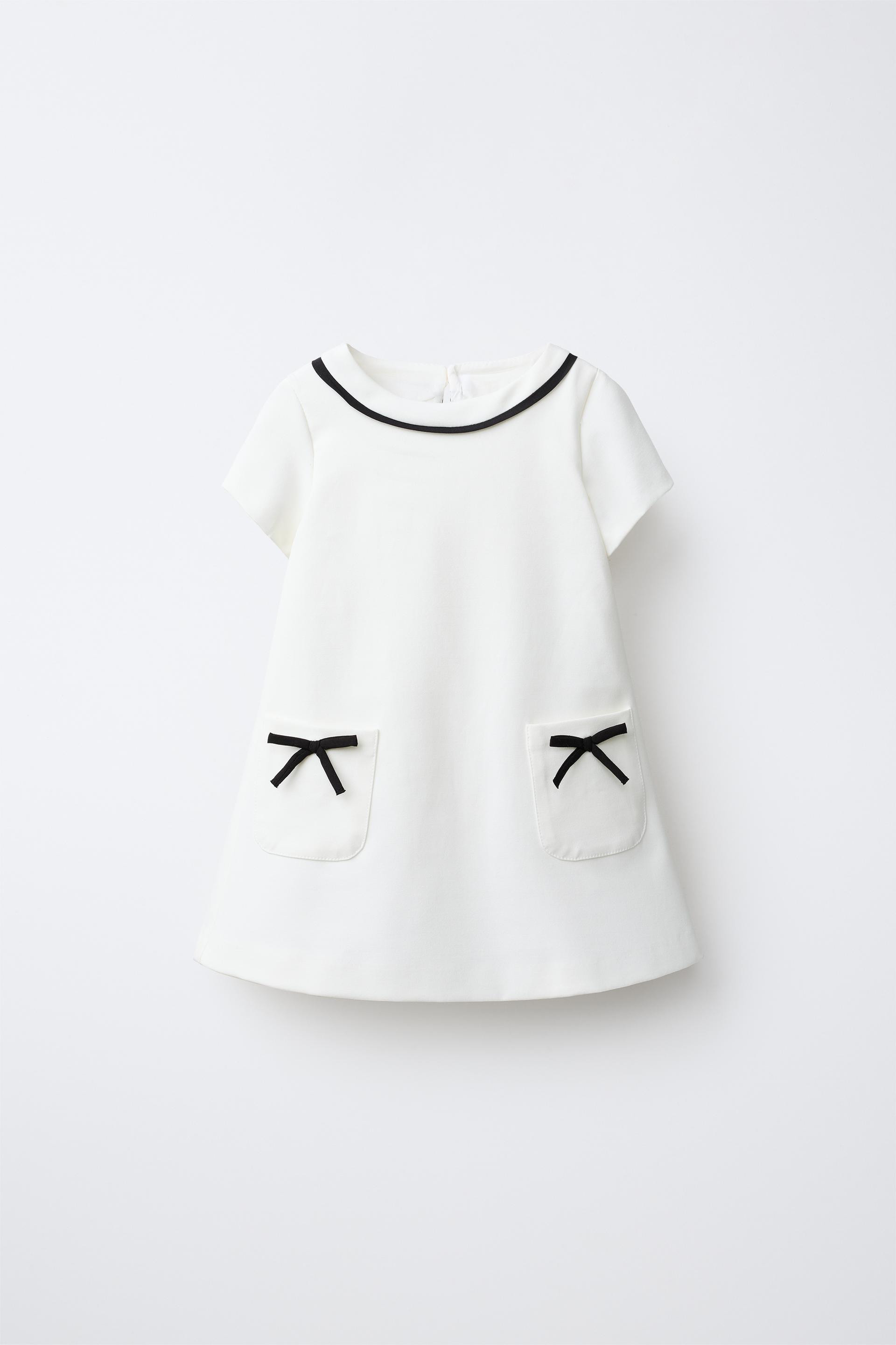 Zara - Contrast Piping And Bow Dress - Pastel Pink - 2 Years (36,2 Inches) - Kids | Zara US