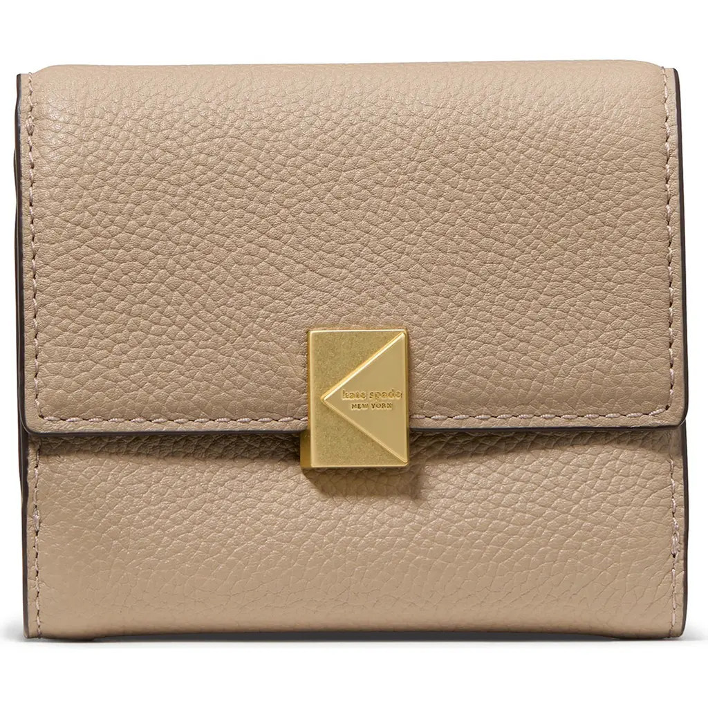 Kate Spade New York deco small pebbled leather flat wallet in Timeless Taupe at Nordstrom | Nordstrom