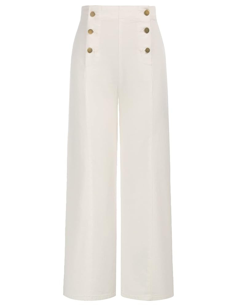 Belle Poque Women's High Waisted Wide Leg Jeans Button Decorated Casual Stretchy Demin Pants with... | Amazon (US)