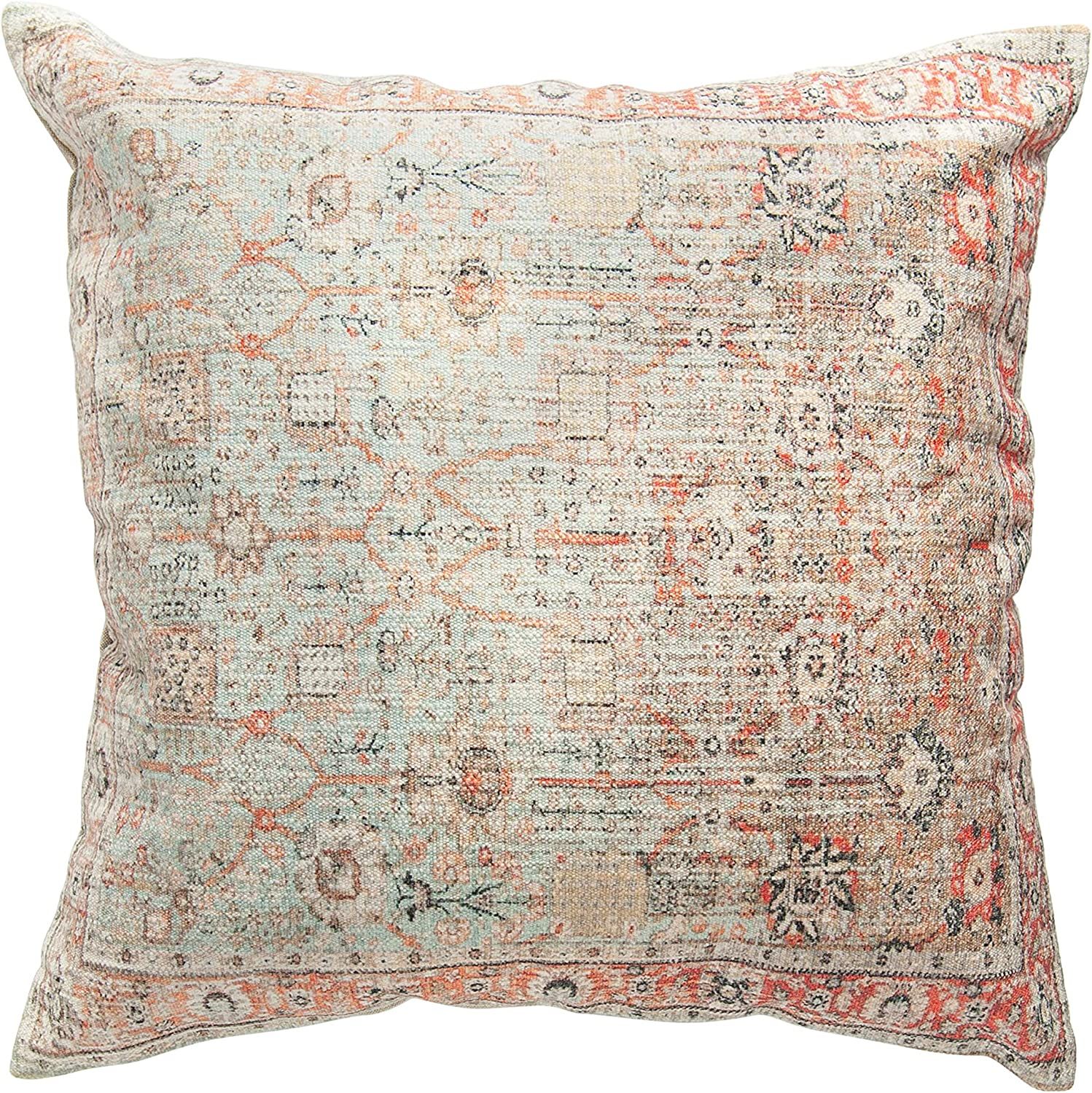Creative Co-Op Heavily Distressed Multicolor Print Square Cotton Pillows | Amazon (US)