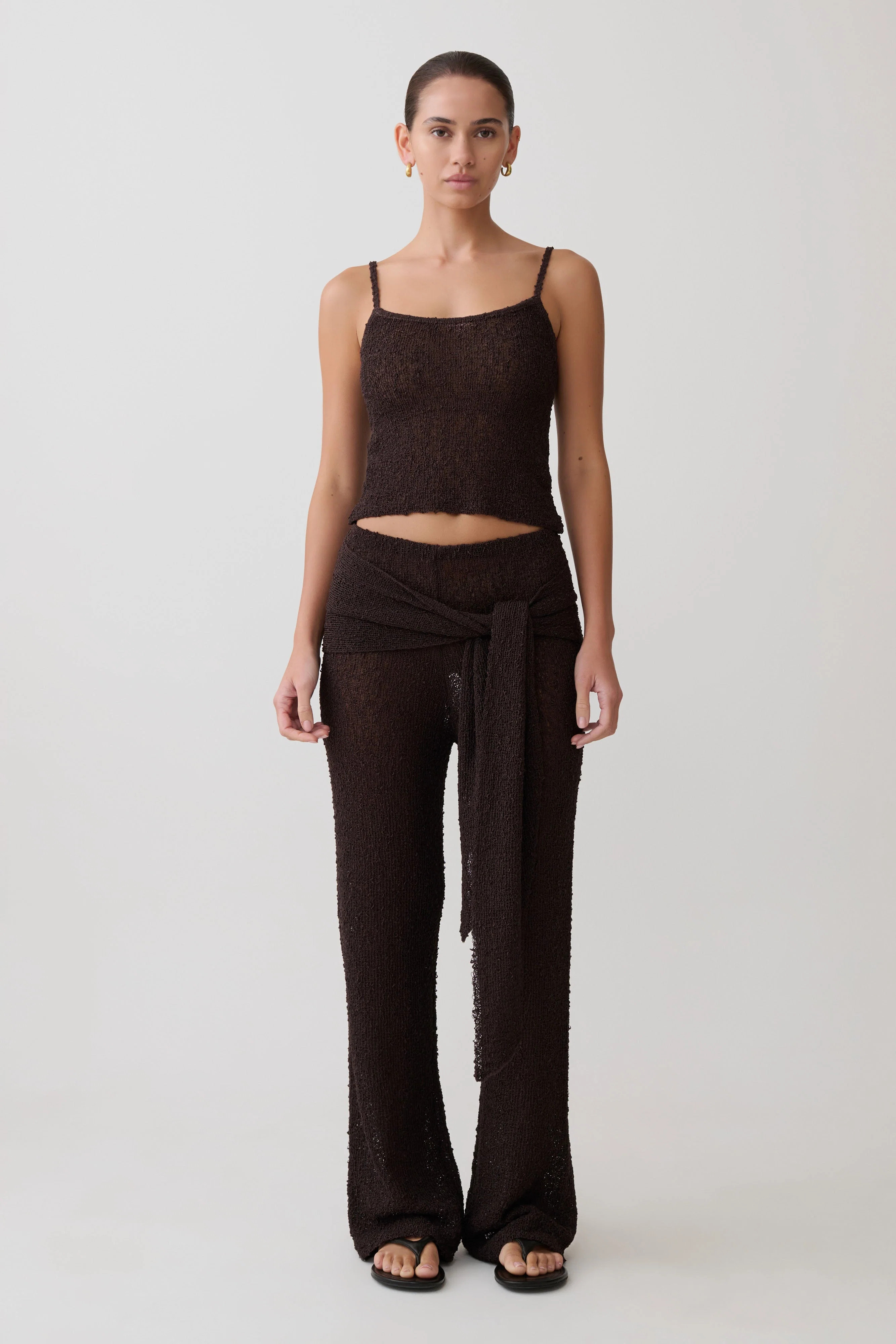 Boucle Knit Pants - Dark Chocolate | MESHKI US