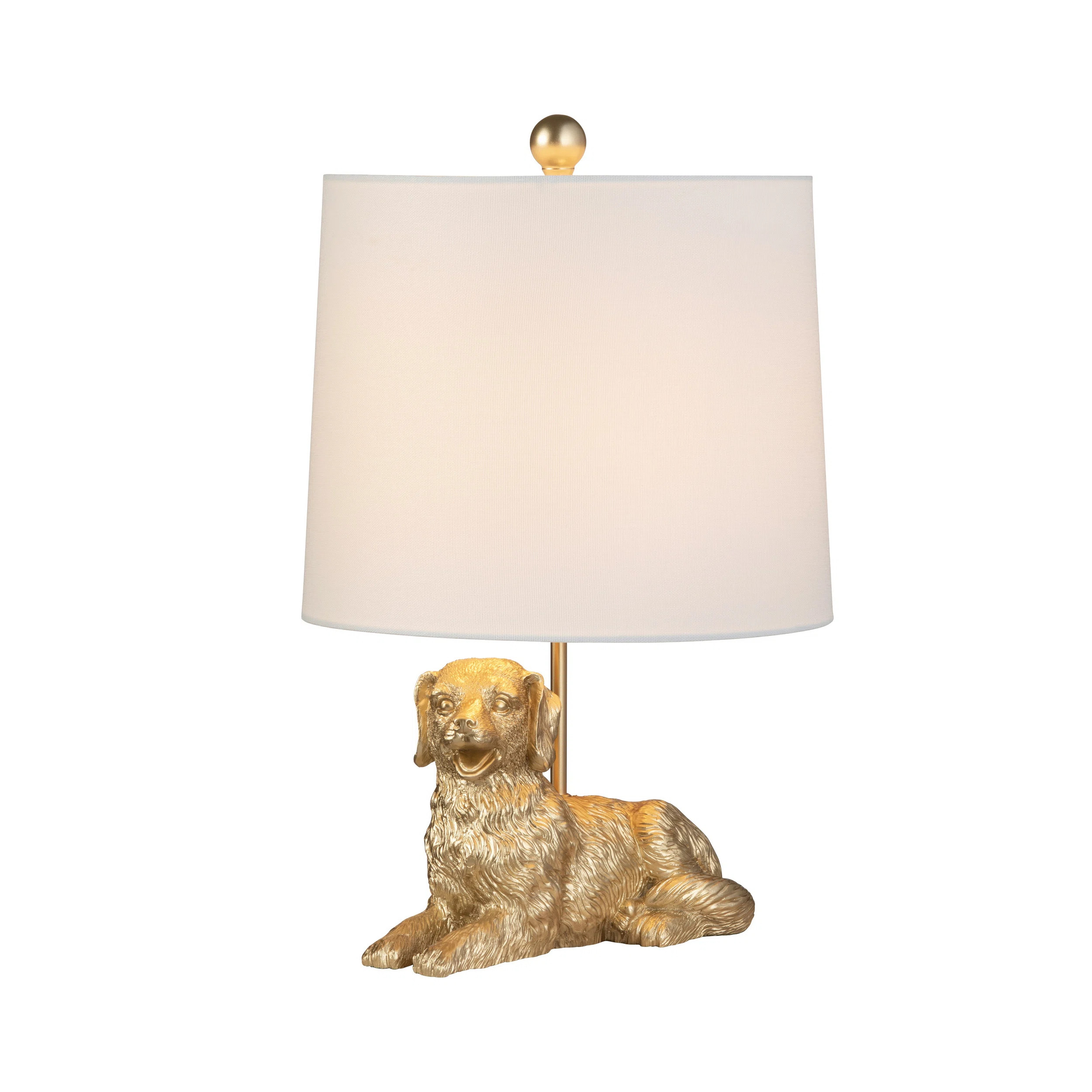 Resin Retriever Dog Table Lamp With Linen Shade | Wayfair North America