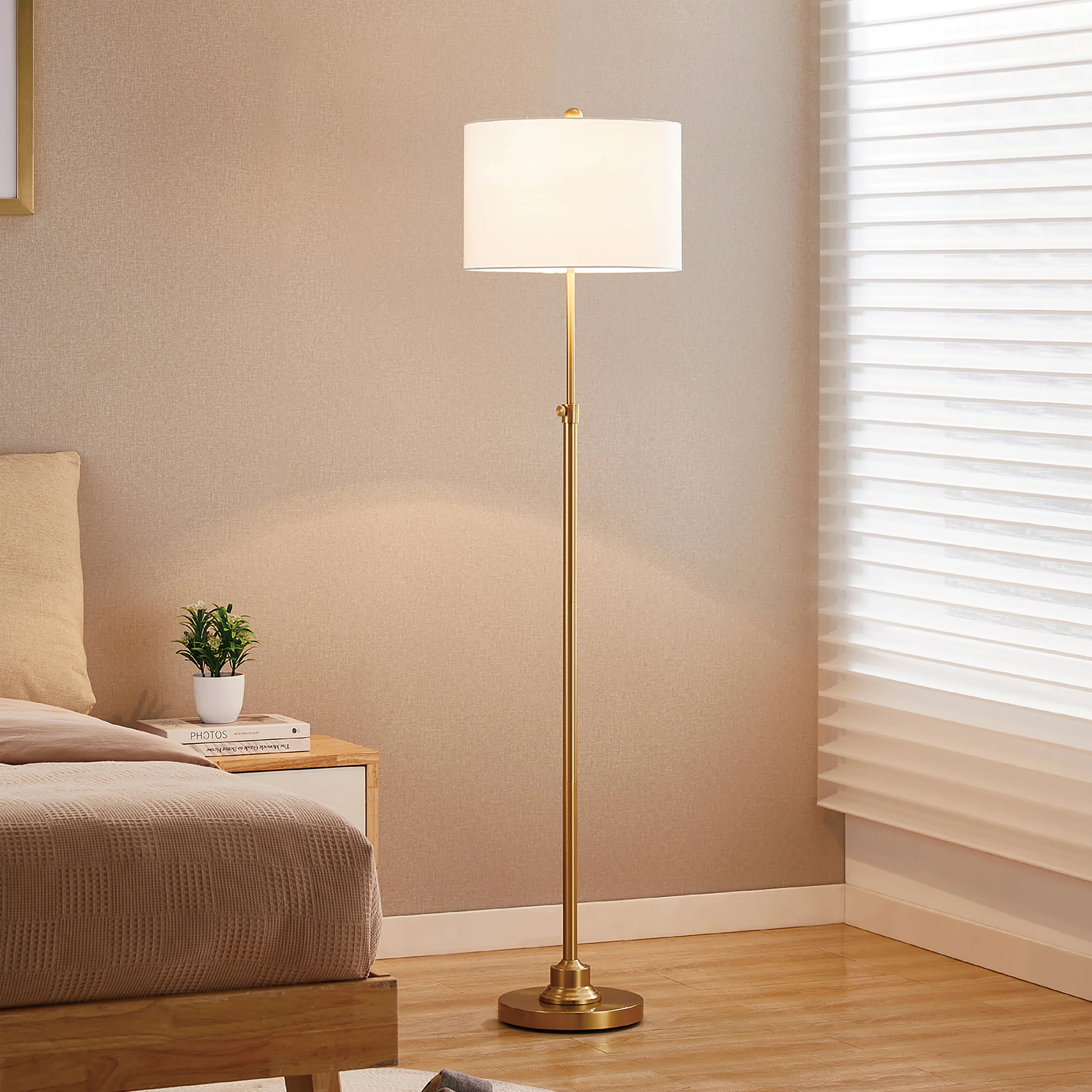 Carmeline 63.5" Traditional Adjustable Floor Lamp with Drum Lampshade | Wayfair North America