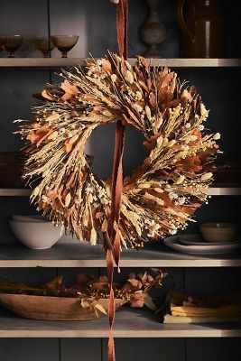 Preserved Maple + Ammobium Wreath | Anthropologie (US)