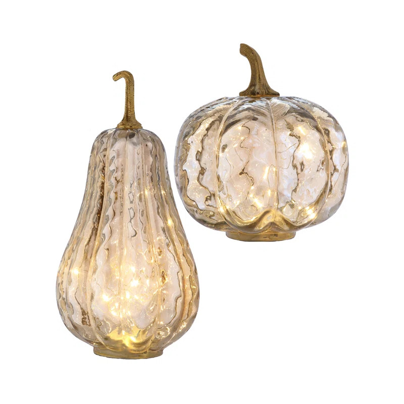 15" Led Glass Pumpkin Set of 2 | Wayfair North America