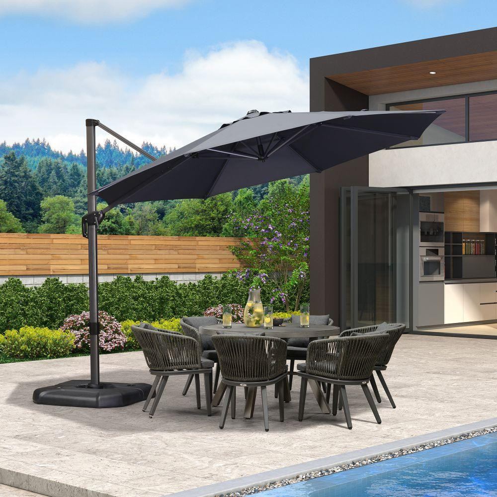 PURPLE LEAF Affordable Outdoor Umbrella with Base, Round Cantilever Umbrella for Garden | Purple Leaf
