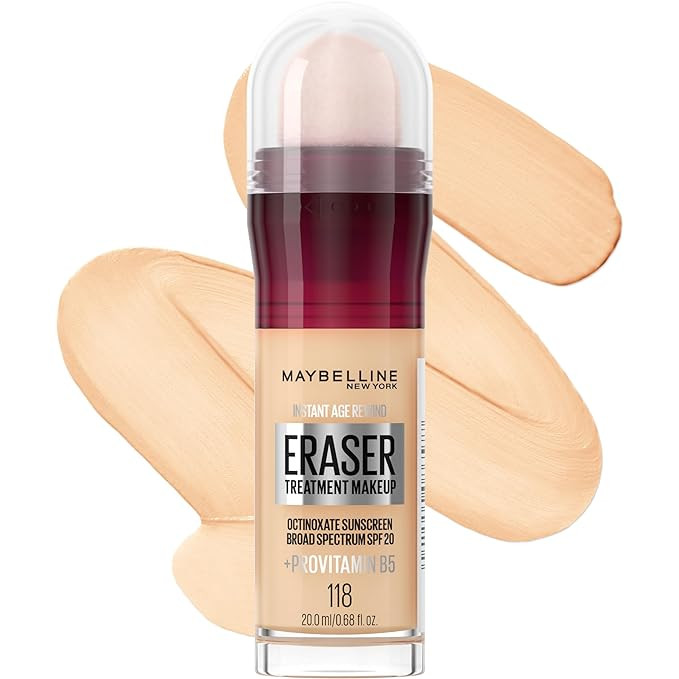 Maybelline Instant Age Rewind Eraser Foundation with SPF 20 and Moisturizing ProVitamin B5, 118, ... | Amazon (US)
