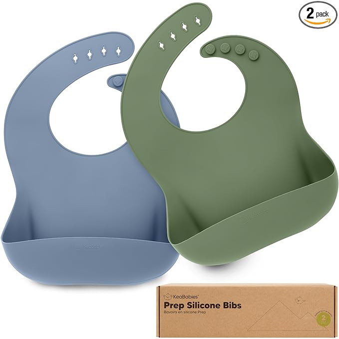 KeaBabies 2-Pack Silicone Baby Bibs for Eating - Sturdy Food-Grade Silicone Bibs for Babies Girl,... | Amazon (US)